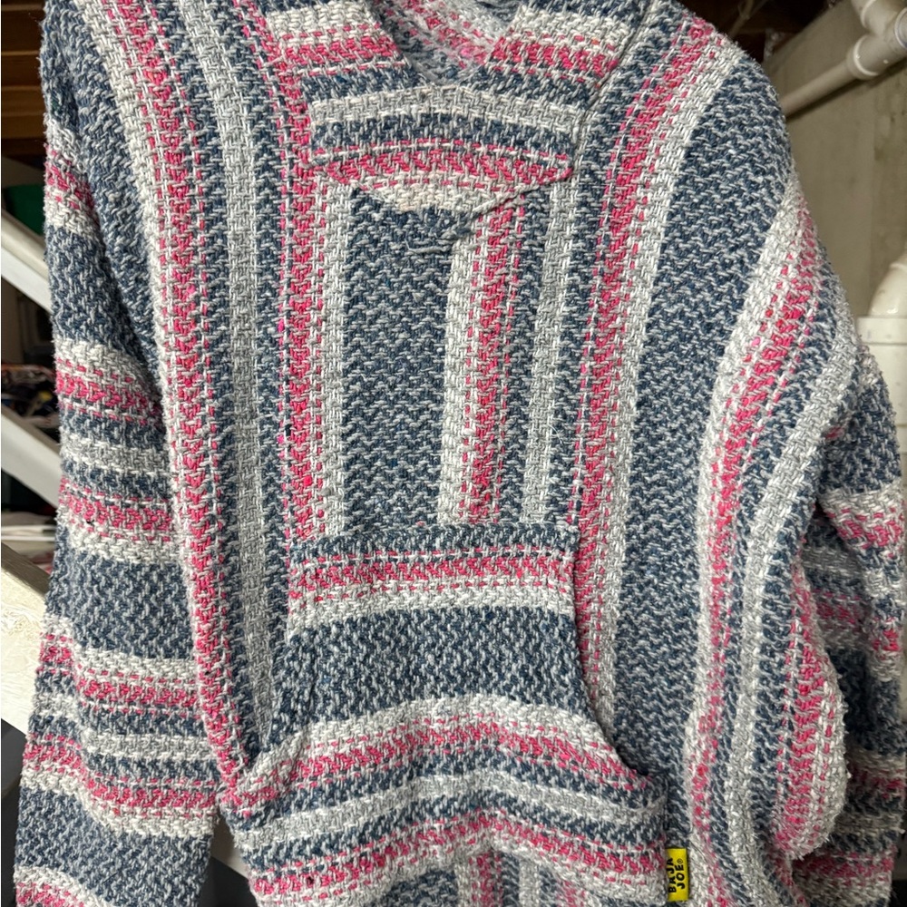 Baja Joe Striped Pink and Gray Women's Hoodie - Size Med